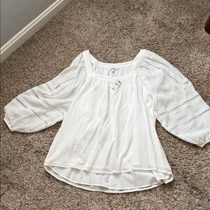 Express White Blouse with Lace Detail